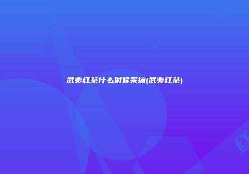 武夷红茶什么时候采摘(武夷红茶)