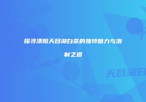 探寻溧阳天目湖白茶的独特魅力与泡制之道