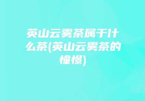 英山云雾茶属于什么茶(英山云雾茶的憧憬)