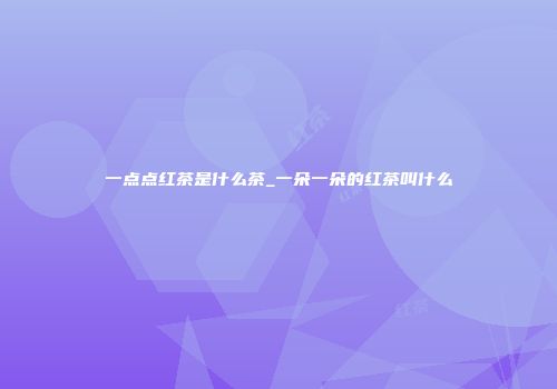 一点点红茶是什么茶_一朵一朵的红茶叫什么