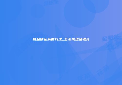 挑金银花茶的方法_怎么挑选金银花