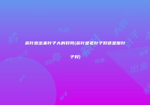 茶叶泡出来叶子大的好吗(茶叶是老叶子好还是嫩叶子好)