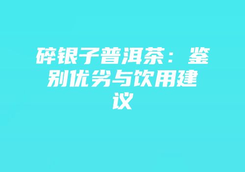碎银子普洱茶：鉴别优劣与饮用建议