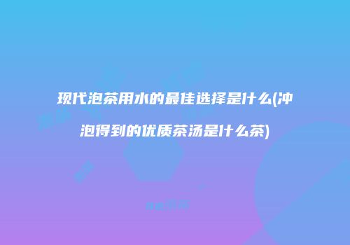 现代泡茶用水的最佳选择是什么(冲泡得到的优质茶汤是什么茶)