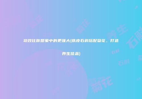 功效比你想象中的更强大(铁皮石斛搭配菊花，打造养生佳品)