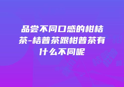 品尝不同口感的柑桔茶-桔普茶跟柑普茶有什么不同呢