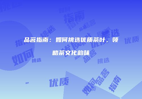 品茗指南：如何挑选优质茶叶，领略茶文化韵味