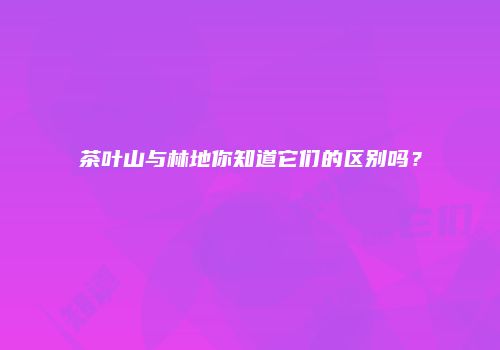 茶叶山与林地你知道它们的区别吗？
