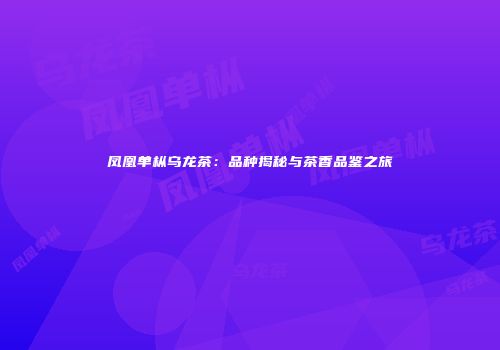 凤凰单枞乌龙茶：品种揭秘与茶香品鉴之旅