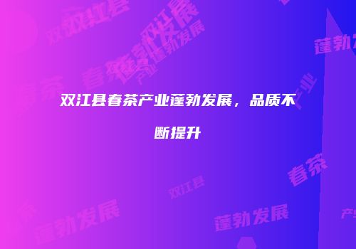 双江县春茶产业蓬勃发展，品质不断提升