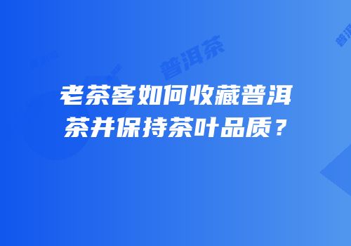 老茶客如何收藏普洱茶并保持茶叶品质？