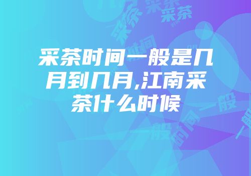 采茶时间一般是几月到几月,江南采茶什么时候