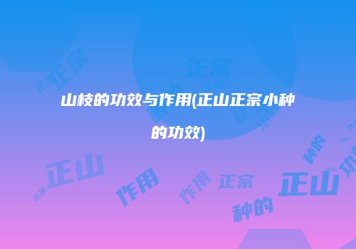 山枝的功效与作用(正山正宗小种的功效)