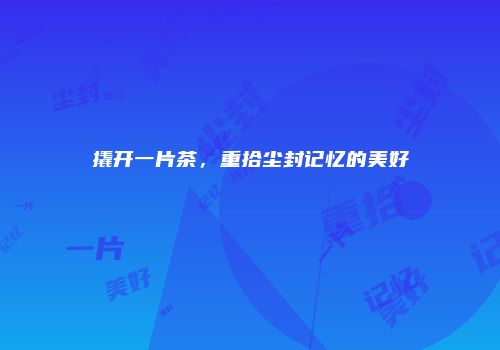 撬开一片茶，重拾尘封记忆的美好