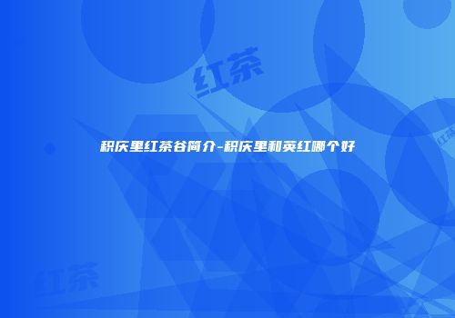积庆里红茶谷简介-积庆里和英红哪个好