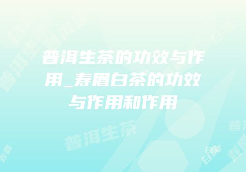 普洱生茶的功效与作用_寿眉白茶的功效与作用和作用