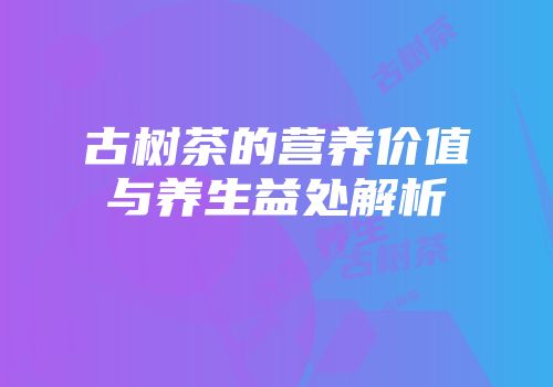 古树茶的营养价值与养生益处解析