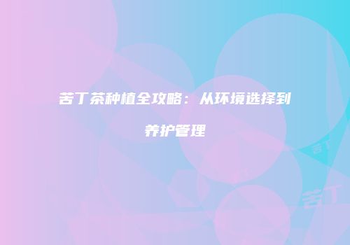 苦丁茶种植全攻略：从环境选择到养护管理