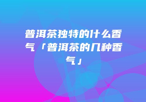 普洱茶独特的什么香气「普洱茶的几种香气」