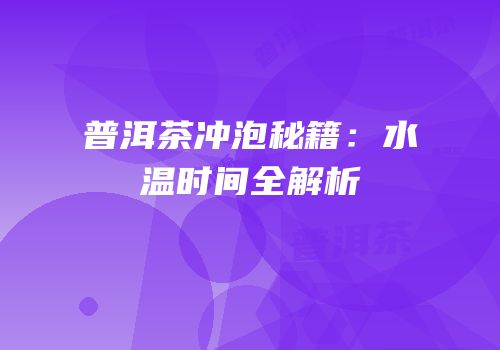 普洱茶冲泡秘籍：水温时间全解析