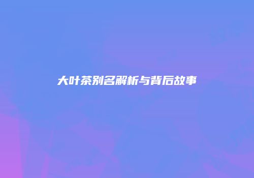 大叶茶别名解析与背后故事