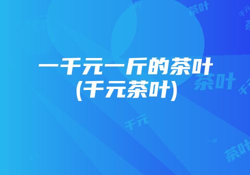 一千元一斤的茶叶(千元茶叶)