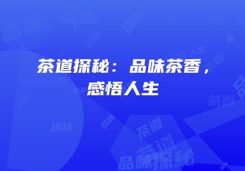 茶道探秘：品味茶香，感悟人生
