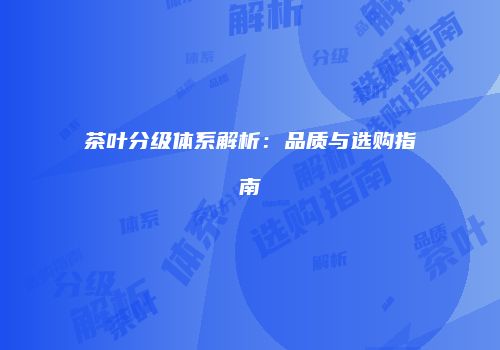 茶叶分级体系解析：品质与选购指南