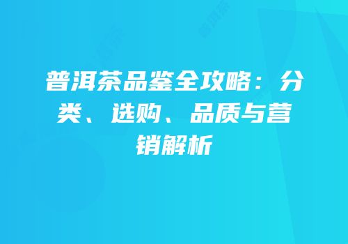 普洱茶品鉴全攻略：分类、选购、品质与营销解析