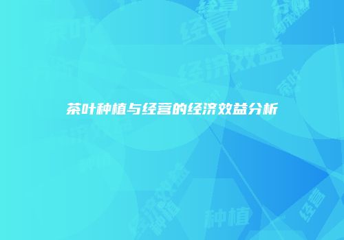 茶叶种植与经营的经济效益分析