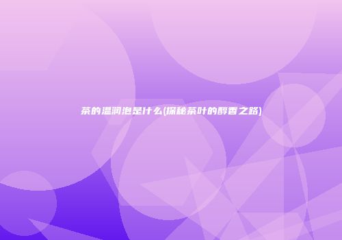 茶的温润泡是什么(探秘茶叶的醇香之路)