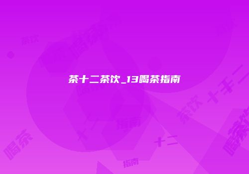 茶十二茶饮_13喝茶指南