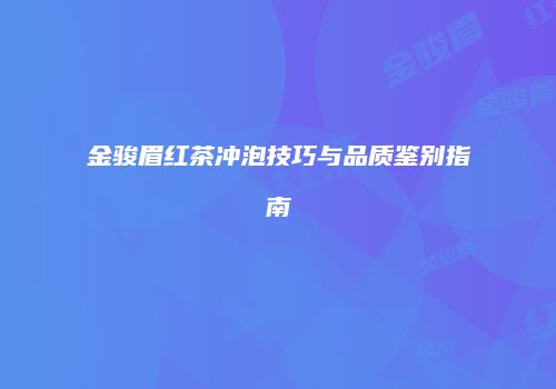 金骏眉红茶冲泡技巧与品质鉴别指南