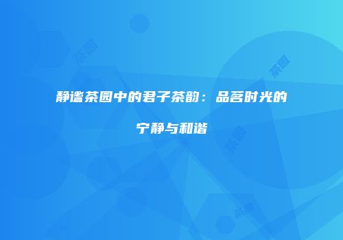 静谧茶园中的君子茶韵：品茗时光的宁静与和谐
