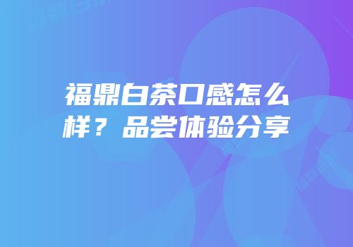 福鼎白茶口感怎么样？品尝体验分享