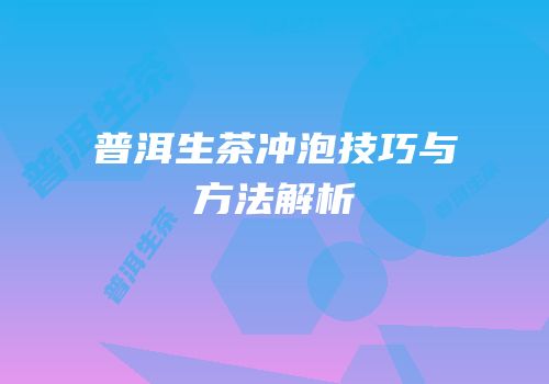 普洱生茶冲泡技巧与方法解析