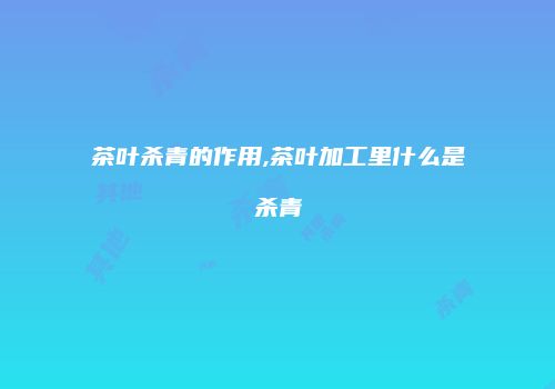 茶叶杀青的作用,茶叶加工里什么是杀青
