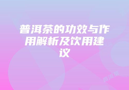 普洱茶的功效与作用解析及饮用建议