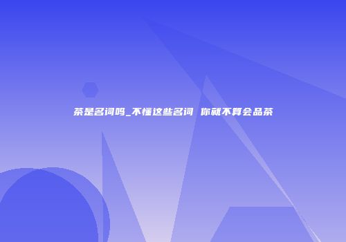 茶是名词吗_不懂这些名词 你就不算会品茶