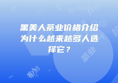 黑美人茶业价格介绍为什么越来越多人选择它？