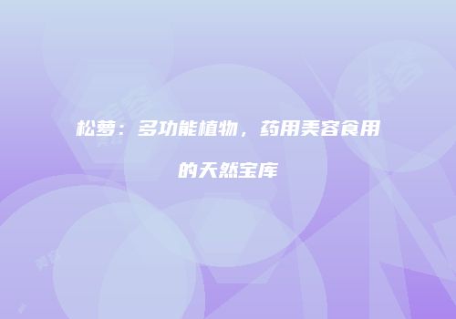松萝：多功能植物，药用美容食用的天然宝库