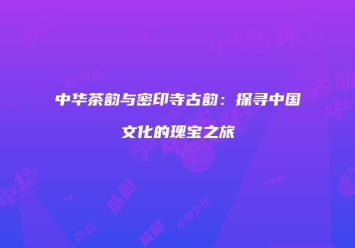 中华茶韵与密印寺古韵：探寻中国文化的瑰宝之旅