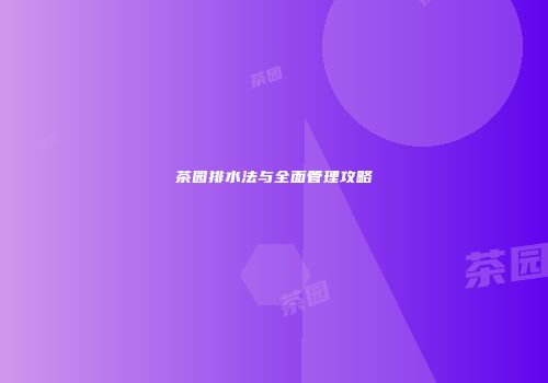 茶园排水法与全面管理攻略