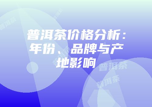 普洱茶价格分析：年份、品牌与产地影响