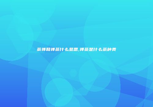 茶禅和禅茶什么意思,禅茶是什么茶种类