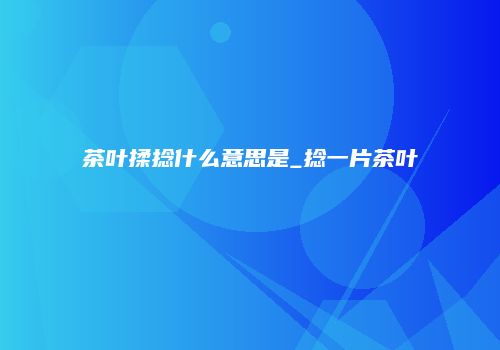 茶叶揉捻什么意思是_捻一片茶叶