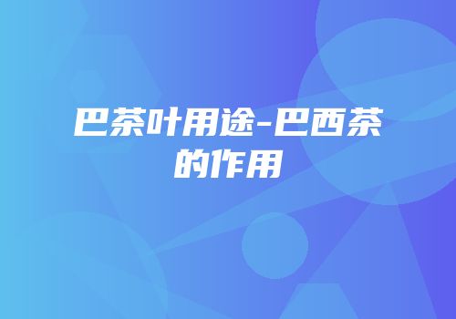 巴茶叶用途-巴西茶的作用