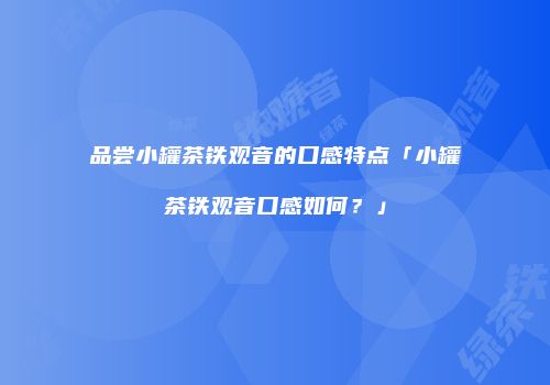品尝小罐茶铁观音的口感特点「小罐茶铁观音口感如何？」