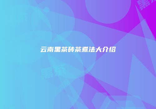 云南黑茶砖茶煮法大介绍