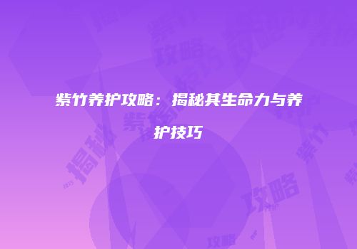 紫竹养护攻略：揭秘其生命力与养护技巧